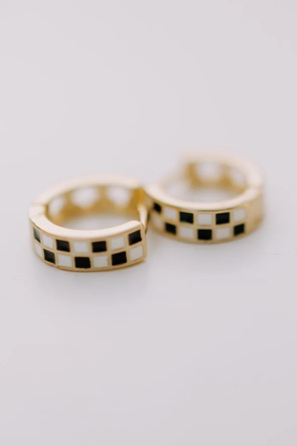 Black & White Checkered Hoops - Image 2