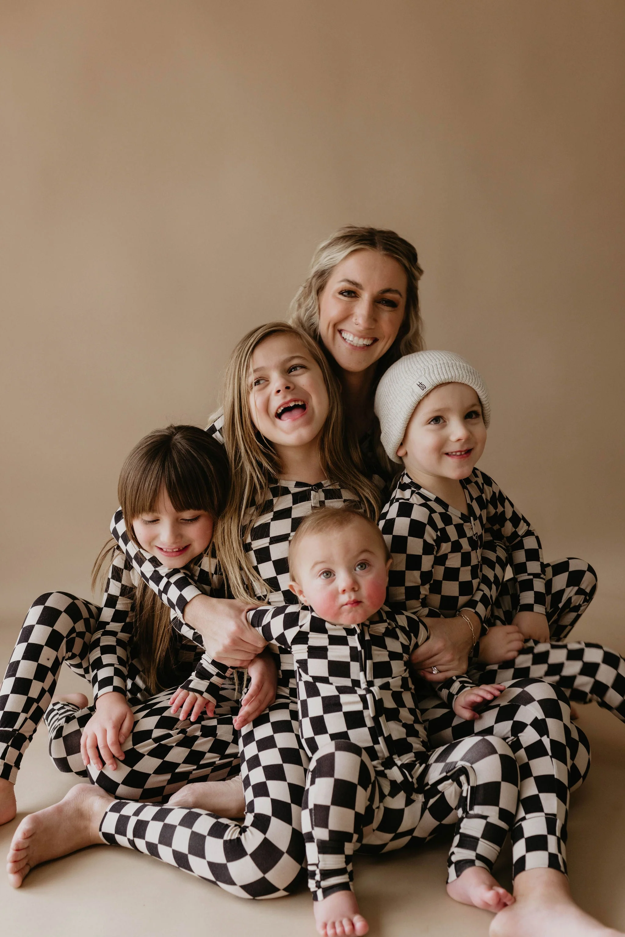 Children's Bamboo Two Piece Pajamas | Black Checkered - Image 6
