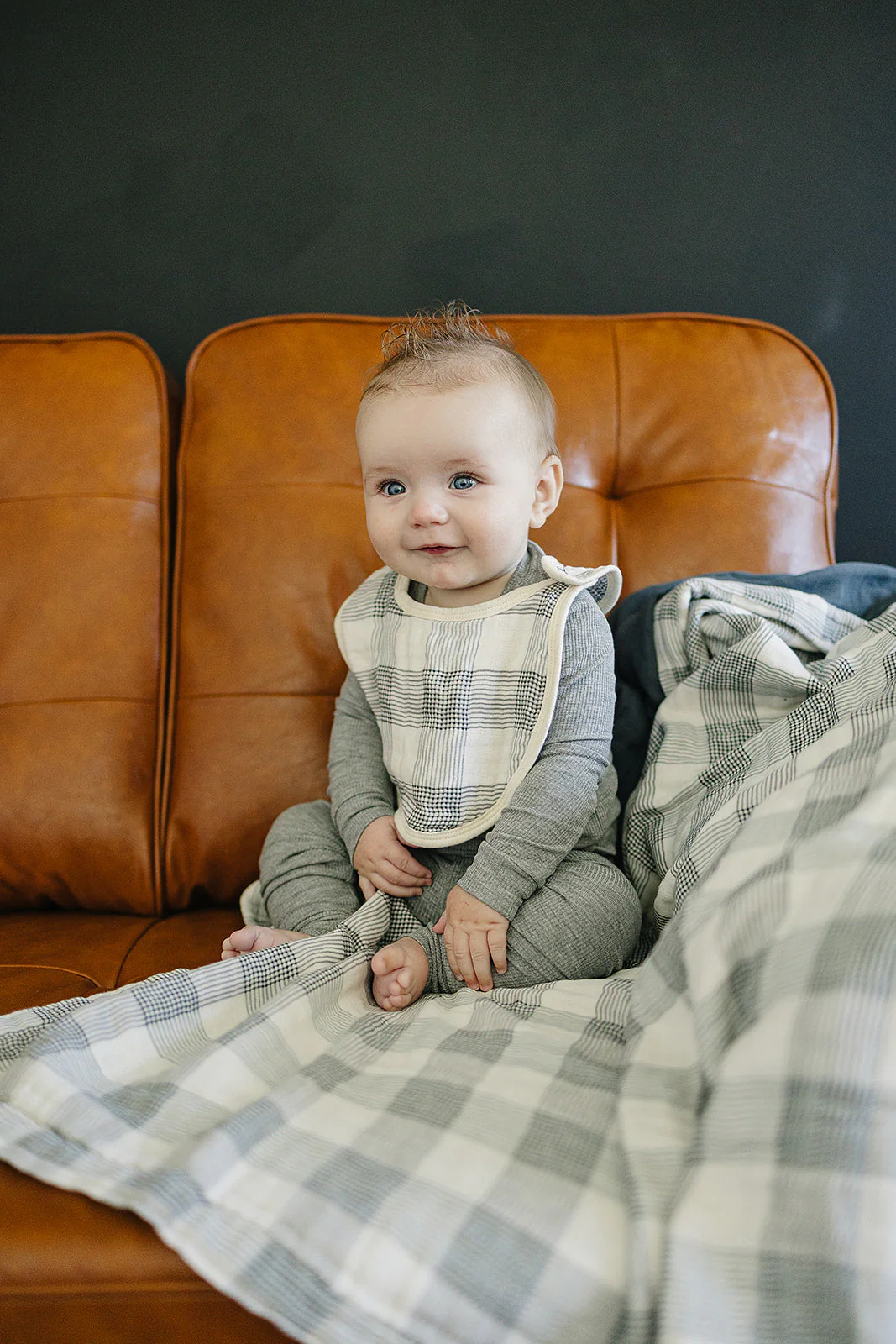 Coastal Plaid Classic Muslin Bib - Image 4