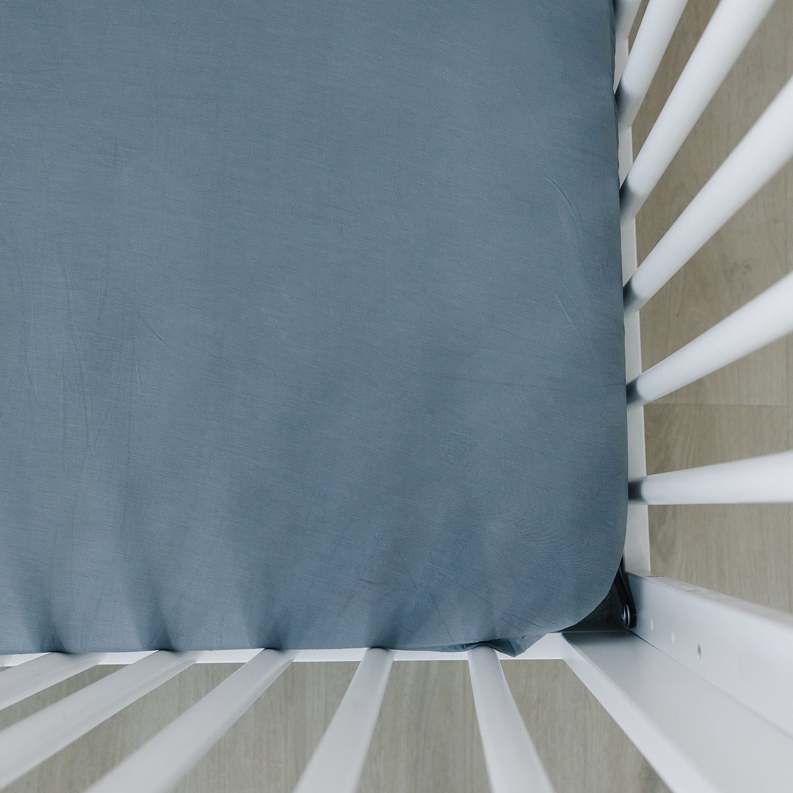 Dusty Blue Bamboo Stretch Crib Sheet - Image 4
