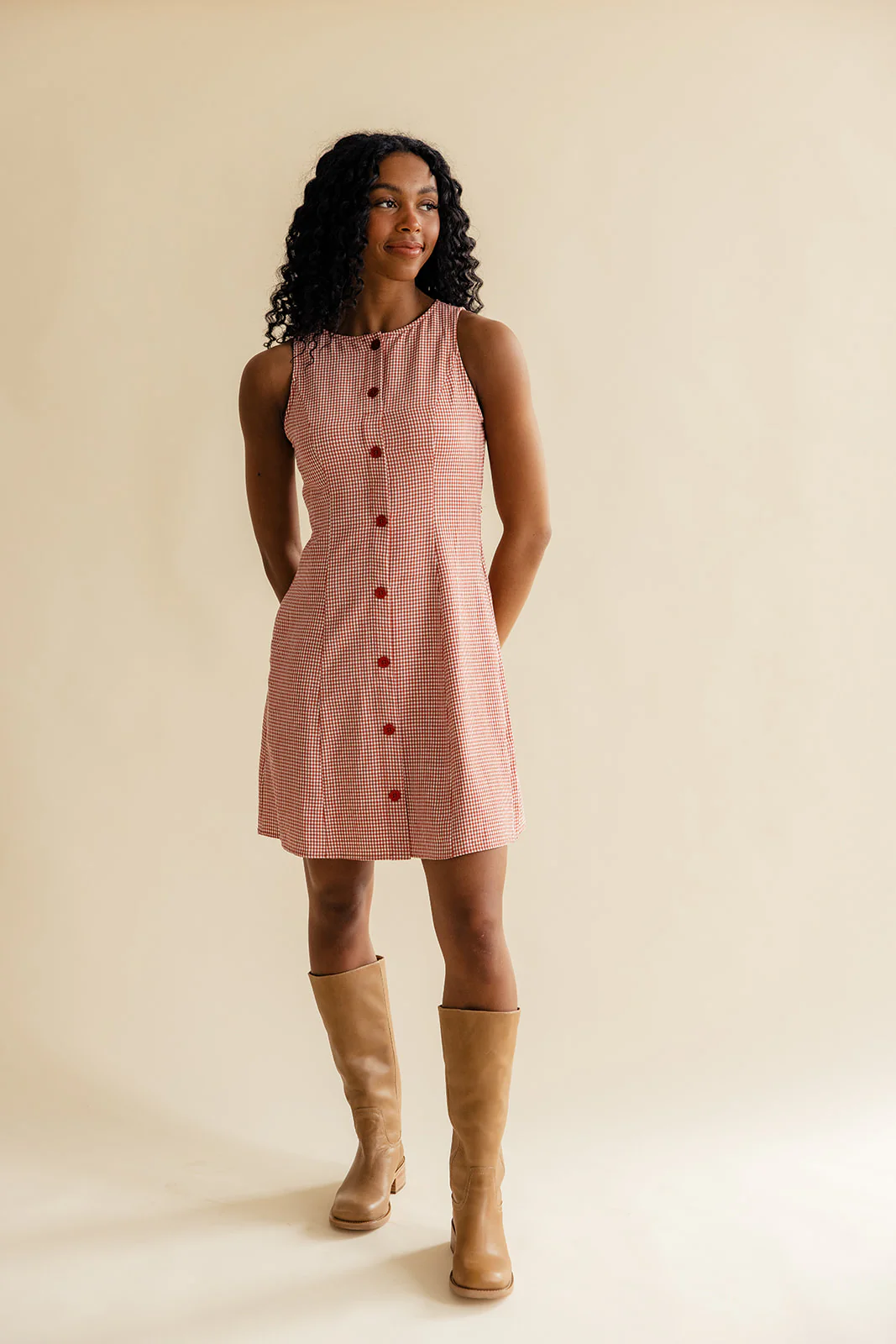Gretta Gingham Button Dress - Image 3
