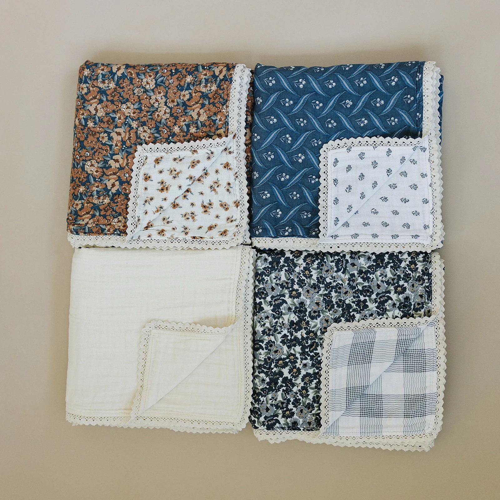 Liberty Floral + Coastal Plaid Lace Muslin Quilt - Image 3
