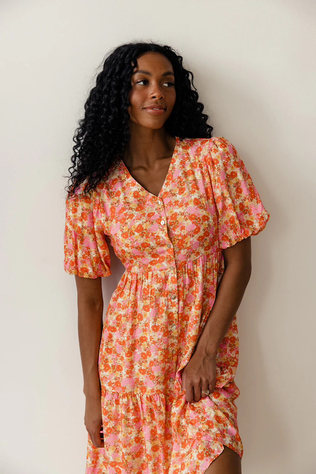 Linda Floral Button Dress - Image 3