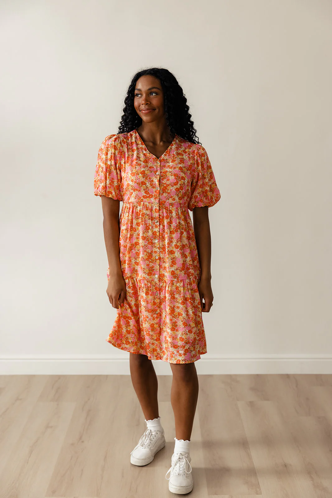 Linda Floral Button Dress - Image 5