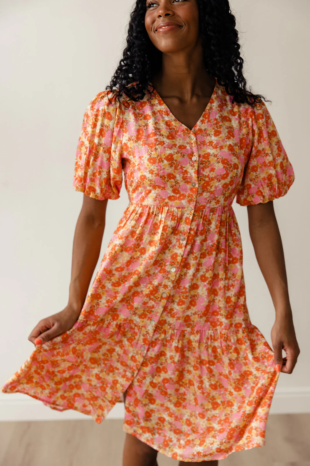 Linda Floral Button Dress - Image 6