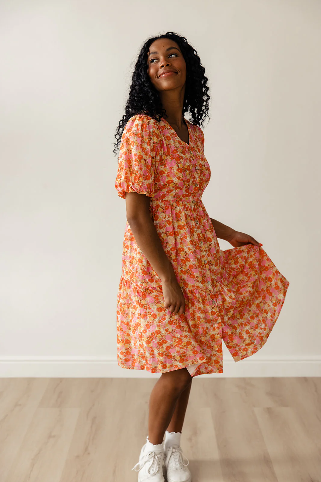 Linda Floral Button Dress - Image 8