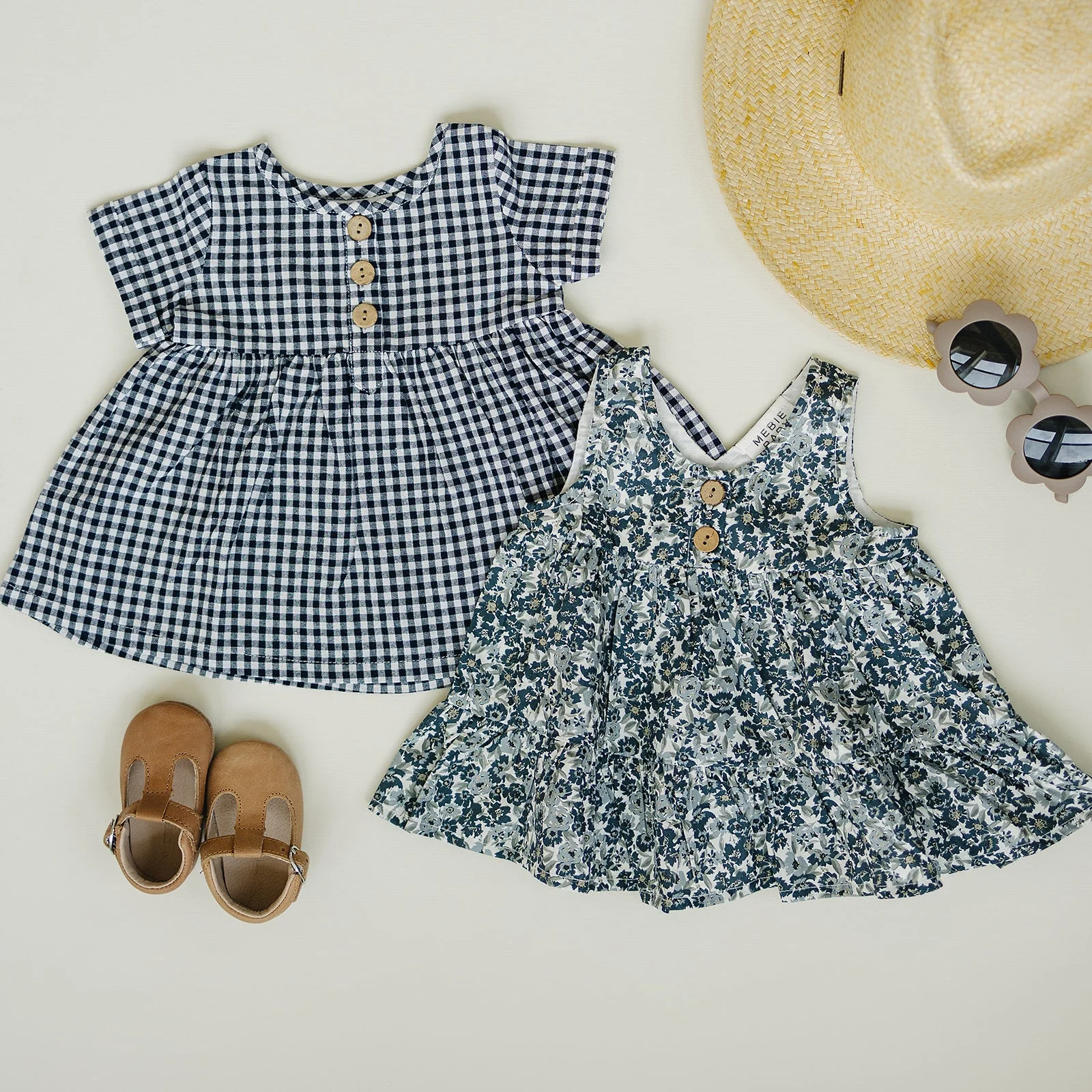 Navy Gingham Linen Cotton Dress - Image 6