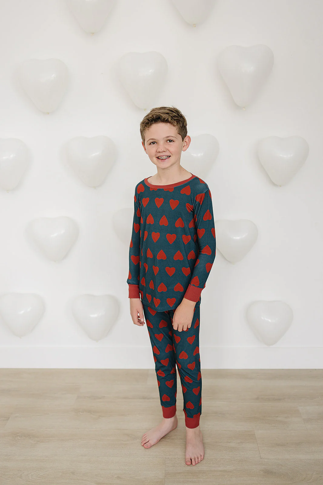 Navy + Red Hearts Ribbed Bamboo Cozy Set - Image 3