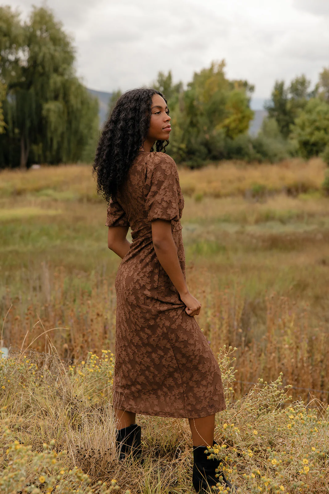 Pressed Petals Floral Embossed Dress - Image 4