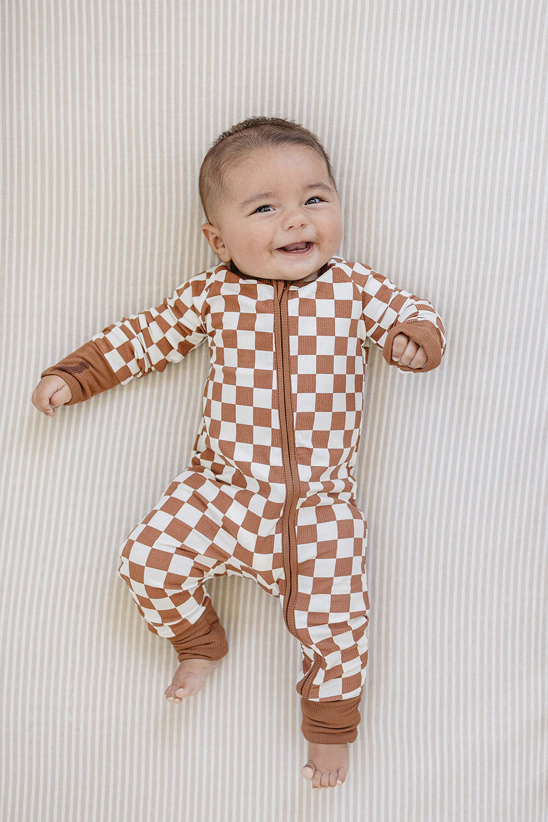Rust Checkered Ribbed Bamboo Zipper - Image 2