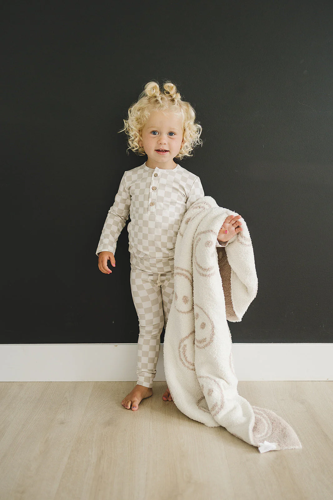 Smiley Taupe Plush Blanket - Image 2