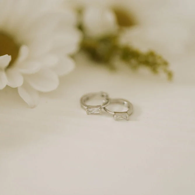 Sophie Baguette Diamond Mini Hoops - Image 4
